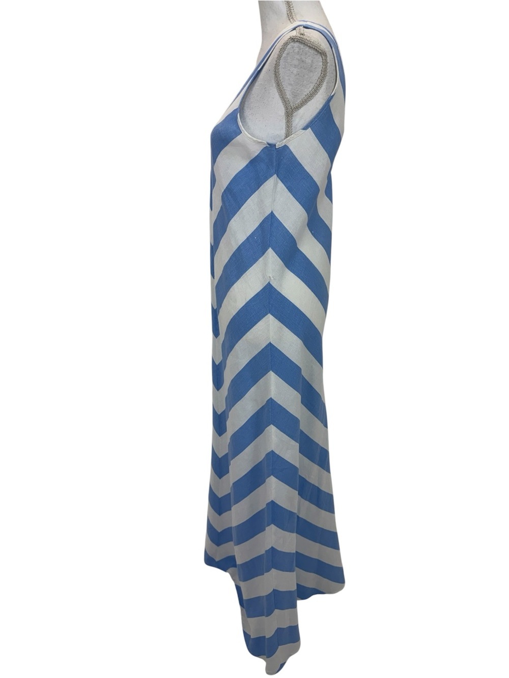 Neiman Marcus 100% Linen Striped Maxi Dress Small Blue/White - Picture 4 of 16